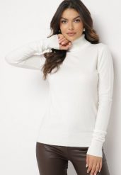 Biały Golf Sweter z Wiskozą i Kaszmirem Zailaya. Białe swetry Born2be, bez wzorów, z jeansu, bez ramiączek. Za 69.99 zł.