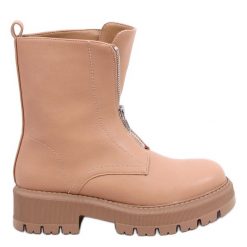 PA1 Botki militarne Laura Camel beżowy. Brązowe botki PA1, bez wzorów, ze skóry ekologicznej, militarne, bez obcasa, bez zapięcia. Za 205.94 zł.