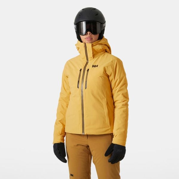 Damska kurtka narciarska Helly Hansen Alphelia Lifaloft. Brązowe kurtki narciarskie Helly Hansen, na zimę, bez wzorów, bez kaptura, narciarskie, primaloft. Za 2,499.00 zł.