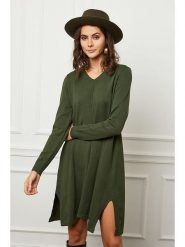 Joséfine Sukienka dzianinowa "Farel" w kolorze ciemnozielonym rozmiar: M. Zielone sukienki Joséfine, m, bez wzorów, z dzianiny, bez kołnierzyka, bez ramiączek, midi. Za 215.71 zł.