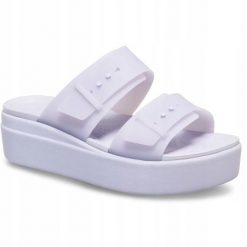 Sandały dla Kobiet Crocs Brooklyn Buckle Frosted Low Wedge. Brązowe sandały Crocs, bez wzorów, z materiału, eleganckie, bez obcasa, na platformie, bez zapięcia. Za 231.99 zł.
