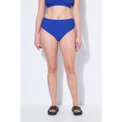 Damskie dół bikini z fakturą wysoki stan modelujące. Niebieskie bikini Ulla Popken, bez wzorów, z elastanu. Za 99.99 zł.