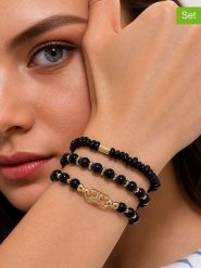 L'Atelier de Gaia Bransoletki (3 szt.) rozmiar: onesize. Czarne bransoletki L'Atelier de Gaia, z onyksem, z mosiądzu. Za 42.95 zł.