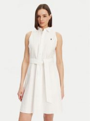 Polo Ralph Lauren Sukienka koszulowa 211906437001 Biały Regular Fit. Białe sukienki Polo Ralph Lauren, bez wzorów, z bawełny, bez kołnierzyka, bez ramiączek, koszulowe. Za 679.99 zł.