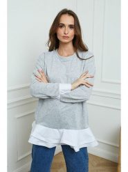 Joséfine Bluza "Tamara" w kolorze szaro-białym rozmiar: L. Szare bluzy Joséfine, l, bez wzorów, z bawełny, bez kaptura. Za 203.45 zł.