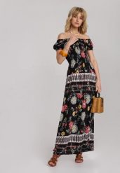 Czarno-Różowa Sukienka Ananeh. Czarne sukienki Renee, m, bez wzorów, bez kołnierzyka, bez ramiączek, maxi, rozkloszowane. W wyprzedaży za 38.49 zł.