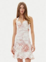 Guess Sukienka letnia W5GK40D5NC1 Biały Slim Fit. Białe sukienki Guess, m, z aplikacjami, z bawełny, bez kołnierzyka, bez ramiączek. Za 549.99 zł.