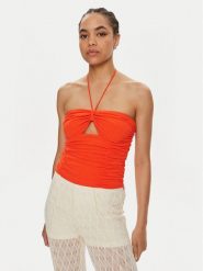 Gestuz Top Alicia 10909080 Pomarańczowy Slim Fit. Brązowe topy Gestuz, bez wzorów, z syntetyku, bez kołnierzyka, bez ramiączek. Za 199.99 zł.
