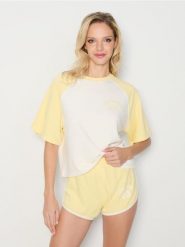 Bluza z krótkim rękawem - żółty. Żółte bluzy Sinsay, l, bez wzorów, bez kaptura. Za 39.99 zł.