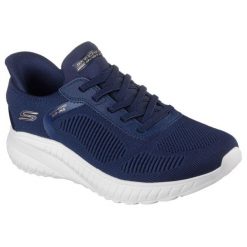 Damskie BOBS SQUAD CHAOS CURRENT MUSE Slip-On Granatowy. Niebieskie buty sportowe lifestyle Skechers, bez wzorów, z materiału, casualowe, bez zapięcia. Za 329.99 zł.
