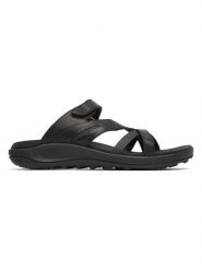Merrell Skórzane klapki "District 4" w kolorze czarnym rozmiar: 36. Czarne klapki Merrell, bez wzorów, klasyczne, z otwartym noskiem, bez obcasa, bez zapięcia. Za 189.95 zł.