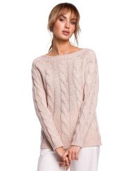 Made of emotion Sweter w kolorze beżowym rozmiar: S/M. Brązowe swetry Made Of Emotion, m, bez wzorów, ze splotem, bez ramiączek. Za 127.65 zł.