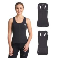 Koszulka rowerowa damska ATTABO Vera. Czarne t-shirty sportowe ATTABO, m, bez wzorów, z elastanu, bez ramiączek, na fitness i siłownię. Za 74.99 zł.