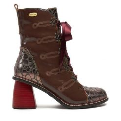 Botki Laura Vita. Brązowe botki LAURA VITA, bez wzorów, bez obcasa, na słupku, bez zapięcia. Za 309.99 zł.