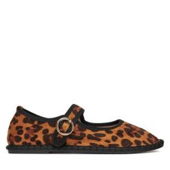 Baleriny JENNY. Brązowe baleriny Jenny, bez wzorów, bez obcasa, bez zapięcia. Za 89.99 zł.