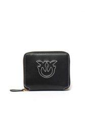 Pinko Skórzany portfel w kolorze czarnym - 12 x 10 x 3 cm rozmiar: onesize. Czarne portfele Pinko, bez wzorów, z materiału. Za 546.48 zł.