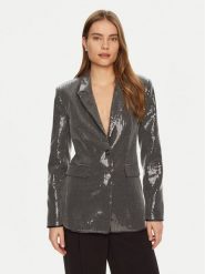 Guess Marynarka W5RN48 WGX40 Srebrny Regular Fit. Szare marynarki i żakiety Guess, l, z aplikacjami, z syntetyku, bez ramiączek. Za 539.99 zł.