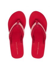 Tommy Hilfiger Japonki Th Wedge Crochet Summer Sandal FW0FW09420 Czerwony. Czerwone japonki Tommy Hilfiger, bez wzorów, z materiału. Za 229.99 zł.