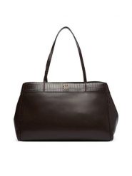 Calvin Klein Torebka Ck Croc Snap Large Tote LV04F3904G Brązowy ciemny. Brązowe shopper bag Calvin Klein, bez wzorów, ze skóry, bez dodatków. Za 749.99 zł.