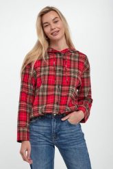 Koszula damska w kratkę Bridget JOOP! JEANS. Koszule Joop! Jeans, xxs, bez wzorów, z jeansu, bez kołnierzyka, bez ramiączek. Za 669.00 zł.