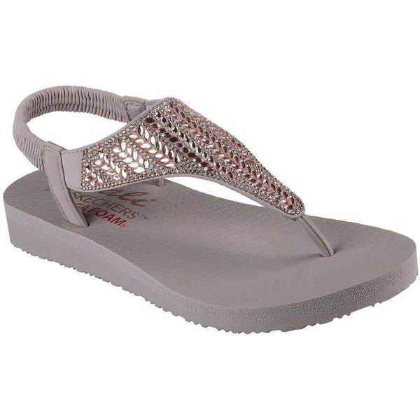 Sandały Skechers Meditation Glamoro, Kobiety. Brązowe sandały Skechers, bez wzorów, casualowe, bez obcasa, bez zapięcia. Za 290.00 zł.