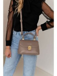 Lia Biassoni Skórzana torebka w kolorze szarobrązowym - 23 x 16 x 12 cm rozmiar: onesize. Brązowe torebki klasyczne Lia Biassoni, bez wzorów, z materiału, przez ramię, bez dodatków. Za 260.99 zł.