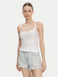 Guess Top W5GR47 Z3MN2 Biały Regular Fit. Białe topy Guess, s, z aplikacjami, z syntetyku, bez kołnierzyka, bez ramiączek. Za 299.99 zł.