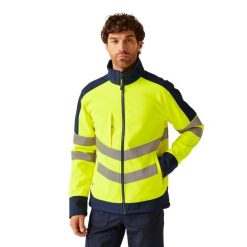 Kurtka Softshellowa Unisex Dla Dorosłych HiVis Odblaskowy Materiał. Niebieskie kurtki przejściowe sportowe Regatta, xl, bez wzorów, z materiału, bez kaptura, trekkingowe. Za 571.99 zł.