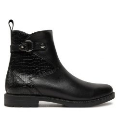 Botki Marco Tozzi. Czarne botki Marco Tozzi, bez wzorów, bez obcasa, na płaskiej podeszwie, bez zapięcia. Za 349.99 zł.