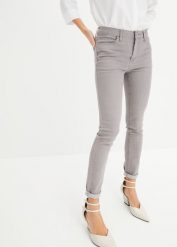 Dżinsy Skinny mid waist. Szare jeansy bonprix, bez wzorów, z jeansu. Za 117.99 zł.