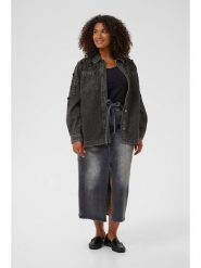 KAFFE curve Kurtka dżinsowa "Jaida" w kolorze antracytowym rozmiar: 48. Czarne kurtki KAFFE curve, bez wzorów, z bawełny, bez kaptura. Za 217.99 zł.