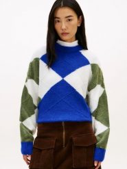Tommy Hilfiger Sweter z dzianiny z alpaki Kobiety niebieski|biały|zielony, M/L. Białe swetry Tommy Hilfiger, l, bez wzorów, z dzianiny, bez ramiączek. Za 649.95 zł.