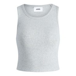 Damski tank top JJXX fallon. Szare topy JJXX, bez wzorów, z dzianiny, bez kołnierzyka, bez ramiączek. Za 111.00 zł.