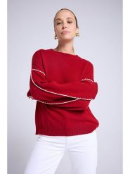 Maison Héritage Cashmere Kaszmirowy sweter w kolorze czerwonym rozmiar: L/XL. Czerwone swetry Maison Héritage Cashmere, l, bez wzorów, z kaszmiru, bez ramiączek. Za 545.19 zł.