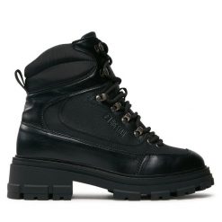 Trapery Big Star Shoes. Czarne traperki BIG STAR SHOES, bez wzorów, retro, bez obcasa, bez zapięcia. Za 329.99 zł.