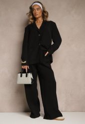 Czarne Spodnie Low Waist z Modalu z Szeroką Nogawką Reanelira. Czarne jeansy Renee, l, bez wzorów, z jeansu, eleganckie, z obniżonym stanem. W wyprzedaży za 99.99 zł.