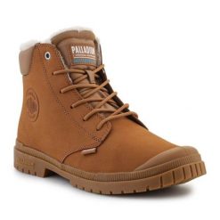Buty Palladium sp20 Cuff Leather Waterproof Wl 79067-257-M Mahogany brązowe. Brązowe buty treningowe bez wzorów, ze skóry, przed kolano, bez zapięcia, trekkingowe. Za 808.38 zł.