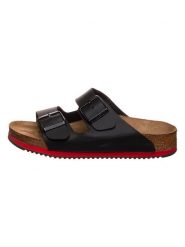 Birkenstock Klapki "Arizona" w kolorze czarnym rozmiar: 41. Czarne klapki Birkenstock, bez wzorów, klasyczne, z otwartym noskiem, bez obcasa, bez zapięcia. Za 312.95 zł.
