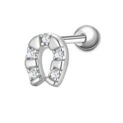 Glanzstücke München Piercing Hufeisen z srebra próby 925 w kolorze srebrnym z Zirkonia Kolczyki 1 ct Damski. Szare kolczyki Glanzstücke München, z cyrkonią, srebrne. Za 110.49 zł.