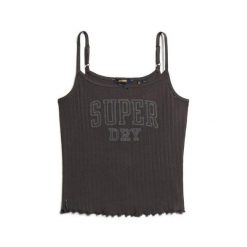 Kobiece top z koronki z wzorem Superdry Athletic. Czarne topy sportowe Superdry, bez wzorów, z koronki. Za 119.30 zł.