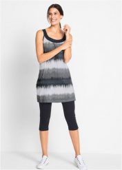 Sukienka + legginsy rybaczki (2 części). Czarne legginsy bonprix, bez wzorów. Za 109.99 zł.