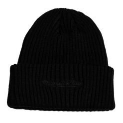 Czapka zimowa miejska Mitchell & Ness czarna. Czarne czapki zimowe Mitchell & Ness, bez wzorów, z materiału, klasyczne. Za 149.00 zł.