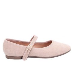 Baleriny w stylu Mary Jane Golins Beige beżowy. Brązowe baleriny bez wzorów, z materiału, bez obcasa, bez zapięcia. Za 84.63 zł.
