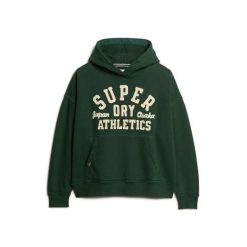 Damska bluza oversize z kapturem Superdry Athletic Essentials. Zielone bluzy Superdry, bez wzorów, bez ramiączek, z kapturem. Za 332.10 zł.