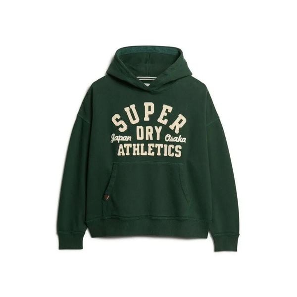 Damska bluza oversize z kapturem Superdry Athletic Essentials. Zielone bluzy Superdry, m, bez wzorów, eleganckie, bez ramiączek, z kapturem. Za 363.35 zł.