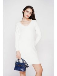 C& Jo Sukienka dzianinowa w kolorze białym rozmiar: 42. Białe sukienki C& Jo, na co dzień, bez wzorów, z dzianiny, klasyczne, bez kołnierzyka, bez ramiączek, midi, proste. Za 121.99 zł.