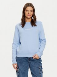 Guess Jeans Bluza W4YQ10 KC811 Niebieski Regular Fit. Niebieskie bluzy Guess Jeans, m, z aplikacjami, z bawełny, bez kaptura. Za 229.99 zł.