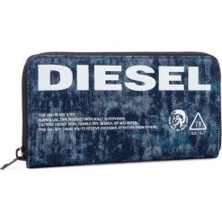Duży Portfel Damski DIESEL - 24 Zip X06003 P2088 T6331. Niebieskie portfele Diesel, bez wzorów, z materiału. W wyprzedaży za 449.00 zł.