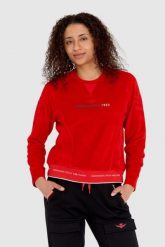 AERONAUTICA MILITARE Czerwona welurowa bluza damska z wieloma zdobieniami, Rozmiar S. Czerwone bluzy Aeronautica Militare, s, z aplikacjami, z weluru, bez kaptura. W wyprzedaży za 475.99 zł.