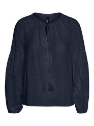 Vero Moda Bluzka "Katty" w kolorze granatowym rozmiar: XS. Niebieskie bluzki Vero Moda, xs, bez wzorów, z bawełny, bez kołnierzyka, bez ramiączek. Za 48.28 zł.